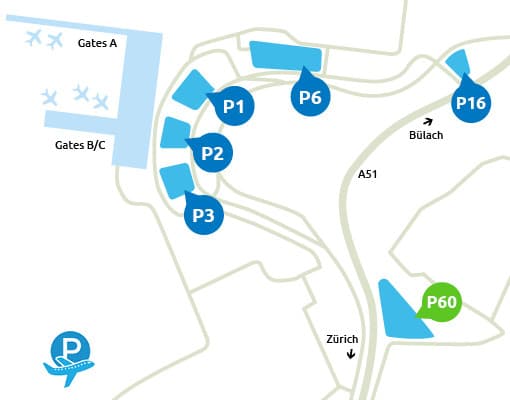 Parken Flughafen Zürich P60